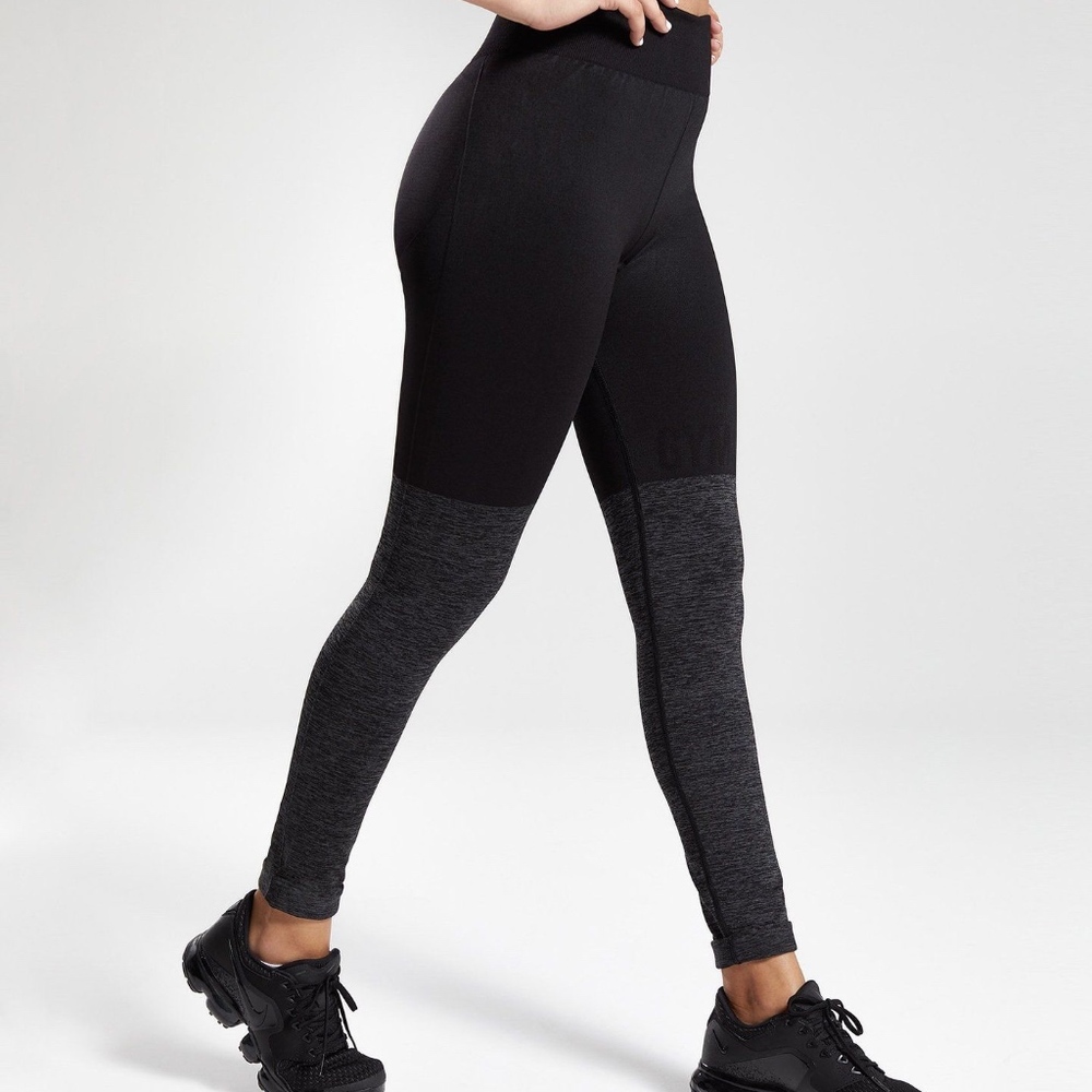 Gymshark Two Tone Seamless Leggings - Black Marl